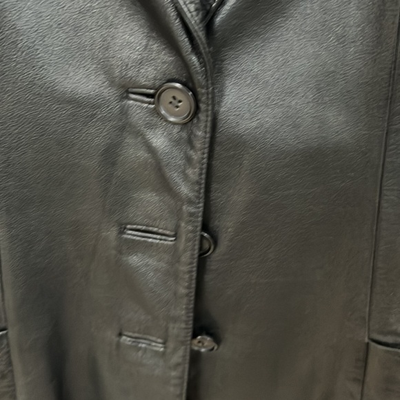 EUC black Leather blazer jacket S/M - Picture 4 of 7